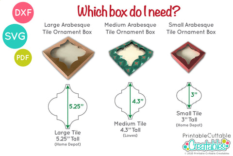 Large Arabesque Tile Ornament Box SVG SVG Printable Cuttable Creatables 