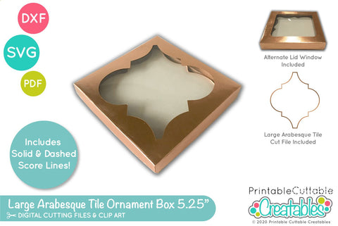Large Arabesque Tile Ornament Box SVG SVG Printable Cuttable Creatables 