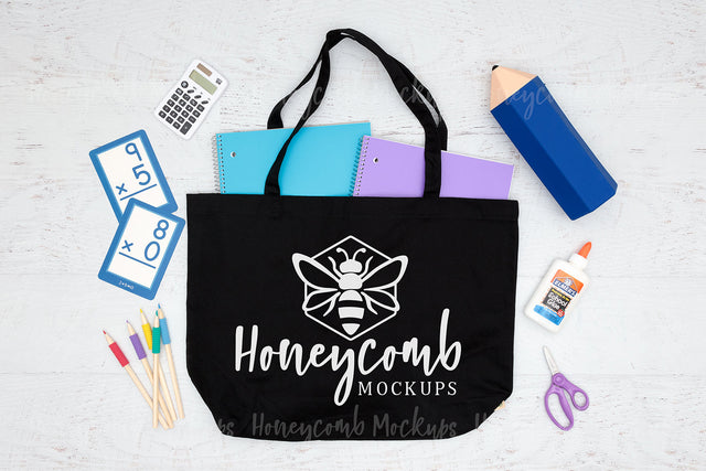 Large Black Canvas Tote Mockup, Teacher Tote Mockup, School Tote Mockup, EC8001 Black Large Tote Mockup, JPEG Craft Mockup Mock Up Photo Honeycomb Mockups 