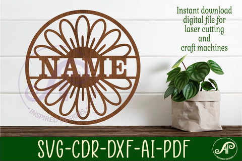 Large Daisy name sign svg laser cut template SVG APInspireddesigns 