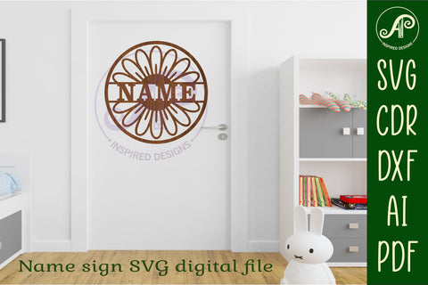 Large Daisy name sign svg laser cut template SVG APInspireddesigns 