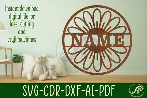Large Daisy name sign svg laser cut template SVG APInspireddesigns 