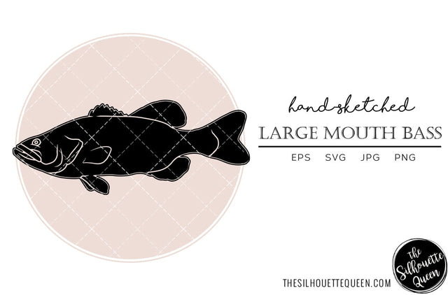 Large Mouth Bass Hand sketched, hand drawn vector clipart SVG Loveleen Kaur 
