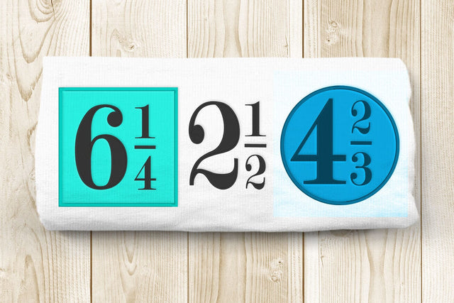 Large Numbers and Fractions Applique Embroidery Design Set Embroidery/Applique DESIGNS Designed by Geeks 