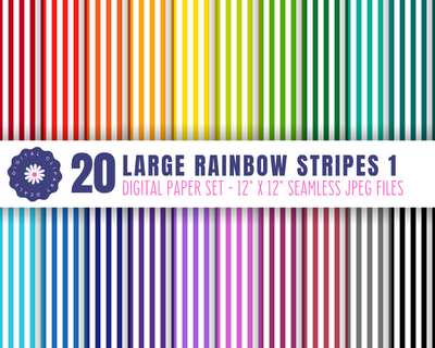 Large Rainbow Stripes Set 1 Digital Paper Set Sublimation Digital Clipart Deals 