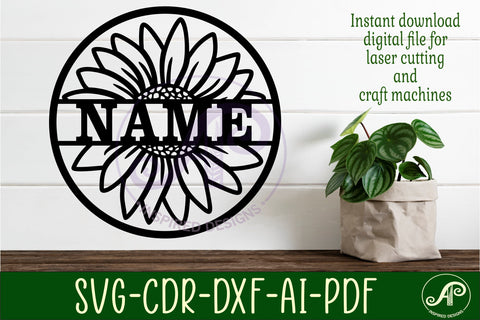 Large realistic Daisy name sign svg laser cut template SVG APInspireddesigns 