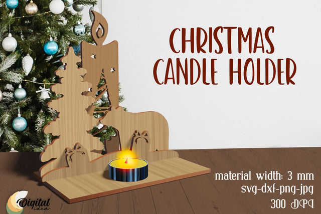 Laser Candle Holders. Christmas Candle holders Laser Cut. Wooden Décor Laser Cut SVG Evgenyia Guschina 