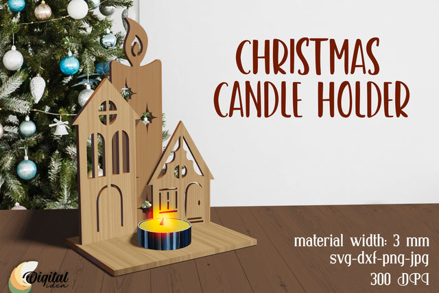 Laser Candle Holders. Christmas Candle holders Laser Cut. Wooden Décor Laser Cut SVG Evgenyia Guschina 