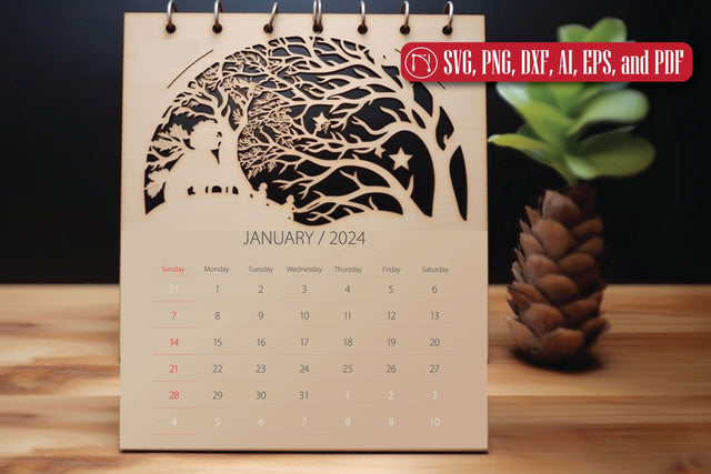 Laser Cut 2024 Calendar SVG design SVG MD JOYNAL ABDIN 