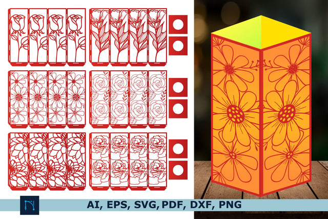 laser cut 3d floral Lantern SVG bundle SVG MD JOYNAL ABDIN 