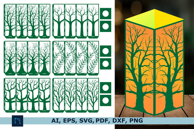 laser cut 3d tree Lantern SVG bundle SVG MD JOYNAL ABDIN 