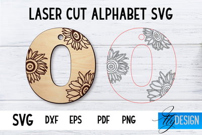 Laser Cut Alphabet with Sunflowers | Letter SVG O SVG Fly Design 
