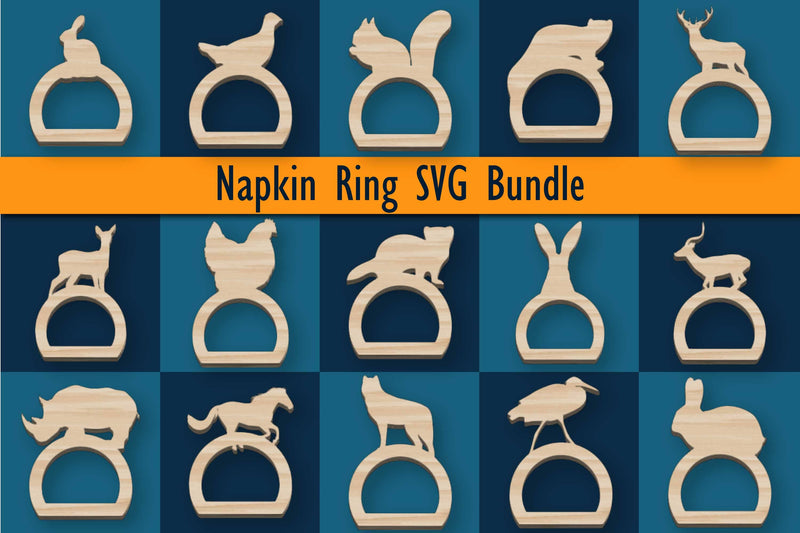 Laser cut Animal Napkin Ring SVG Bundle SVG MD JOYNAL ABDIN 