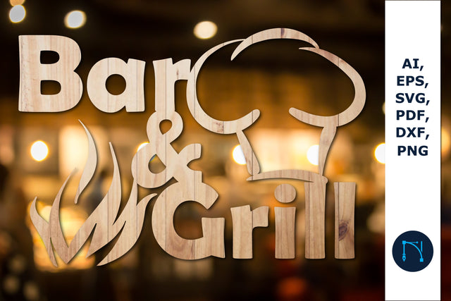 laser cut Bar & Grill Sign SVG cut file SVG MD JOYNAL ABDIN 