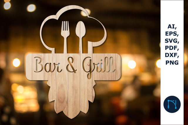 laser cut Bar & Grill Sign SVG cut file SVG MD JOYNAL ABDIN 