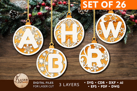 Laser Cut Baubles Christmas ORNAMENTS Ideas Names SVG LaserCutano 