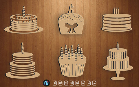 Laser Cut Birthday Cake Decor SVG Bundle SVG naemmiah021 