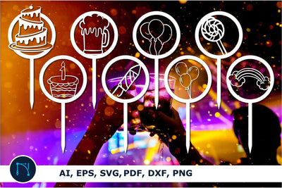 laser cut birthday Cake topper SVG bundle SVG MD JOYNAL ABDIN 