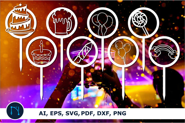 laser cut birthday Cake topper SVG bundle SVG MD JOYNAL ABDIN 