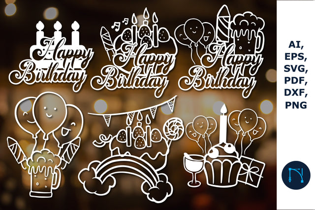 laser cut birthday decor SVG bundle SVG MD JOYNAL ABDIN 