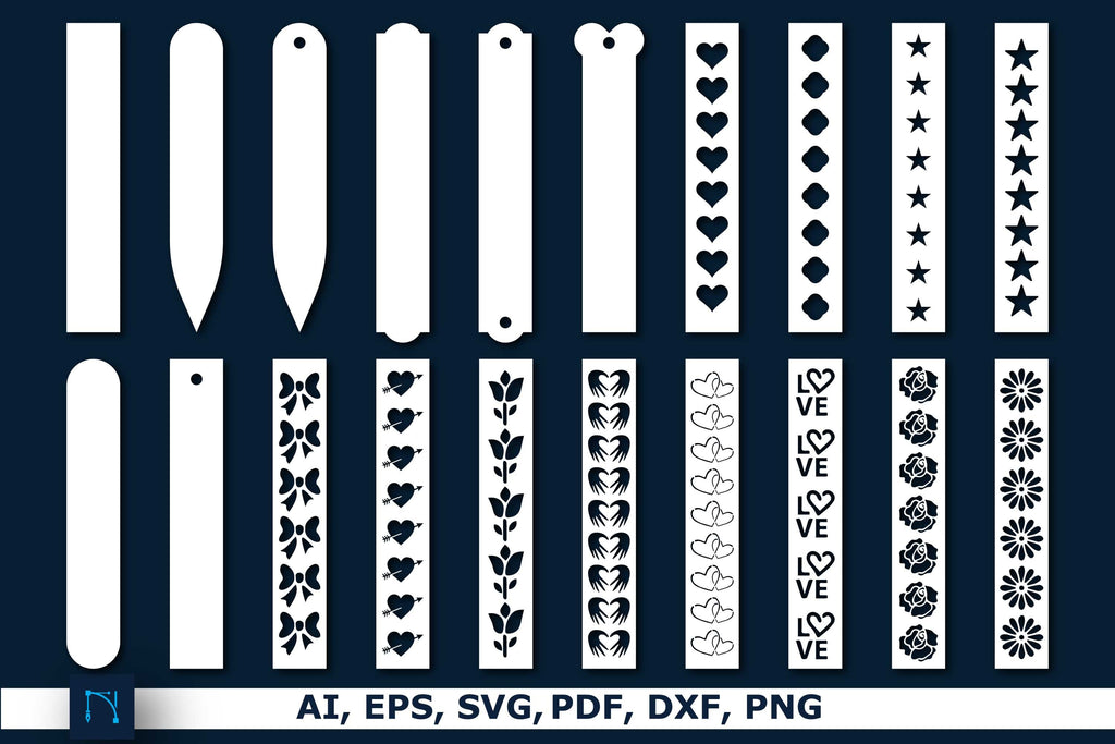 Laser Cut Bookmark Template SVG Bundle - So Fontsy