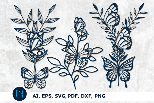 Laser-cut Butterfly Branch SVG bundle SVG MD JOYNAL ABDIN 