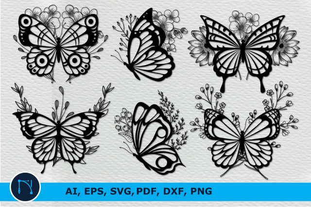 laser cut butterfly wildflower bundle SVG MD JOYNAL ABDIN 