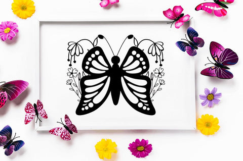 Laser Cut Butterfly Wildflower svg Bundle SVG Regulrcrative 