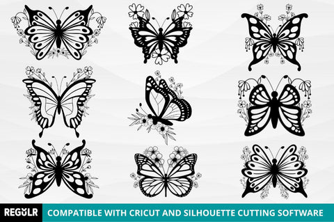 Laser Cut Butterfly Wildflower svg Bundle SVG Regulrcrative 