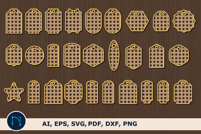 laser cut Cane rattan gift tag bundle SVG MD JOYNAL ABDIN 