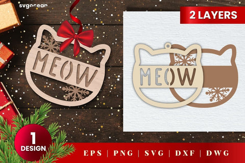 Laser Cut Cat Christmas Ornament SVG | 3D Layered | Glowforge SVG SvgOcean 