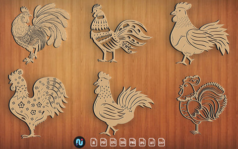 Laser Cut Chicken Decor with Flower SVG bundle SVG naemmiah021 