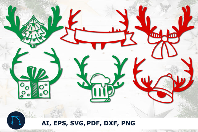 laser cut Christmas antlers SVG bundle SVG MD JOYNAL ABDIN 