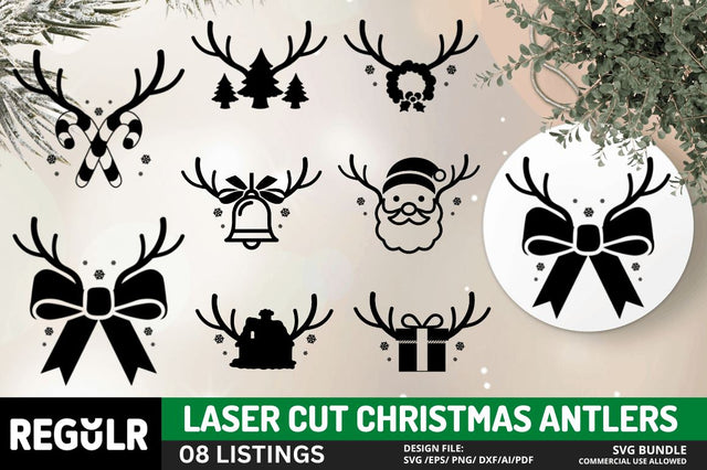 Laser Cut Christmas Antlers SVG Bundle SVG Regulrcrative 