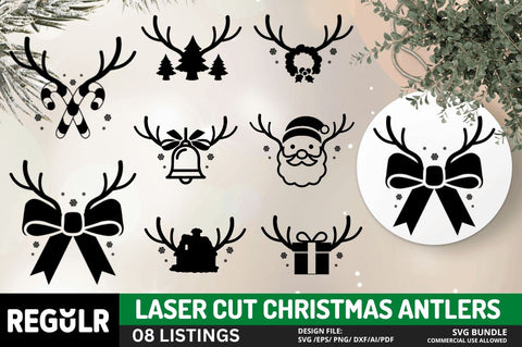 Laser Cut Christmas Antlers SVG Bundle SVG Regulrcrative 