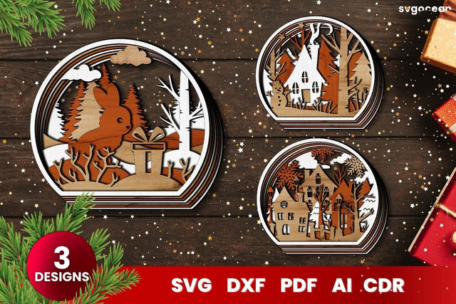 Laser Cut Christmas Balls SVG | 3D Layered | Glowforge SVG SvgOcean 