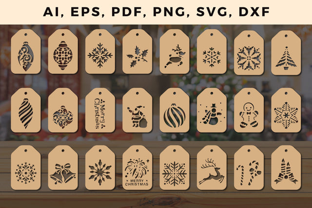 laser Cut Christmas Gift Tag Bundle SVG MD JOYNAL ABDIN 