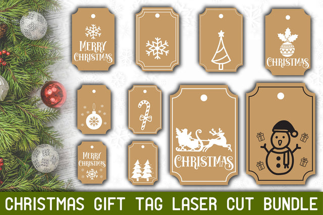 Laser Cut Christmas Gift Tag Bundle SVG Rupkotha 