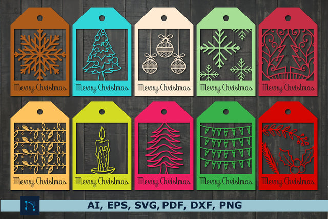 laser cut Christmas gift tag SVG bundle SVG MD JOYNAL ABDIN 