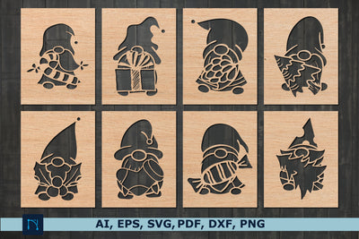 laser cut Christmas gnomes card bundle SVG MD JOYNAL ABDIN 