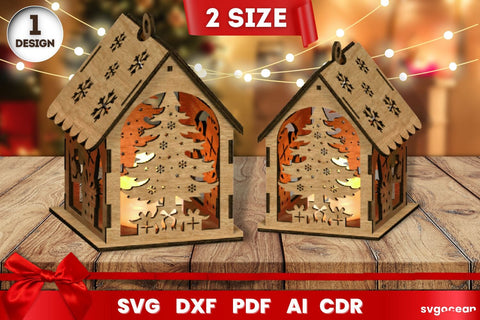 Laser Cut Christmas House SVG| 3D Layered | Glowforge SVG SvgOcean 