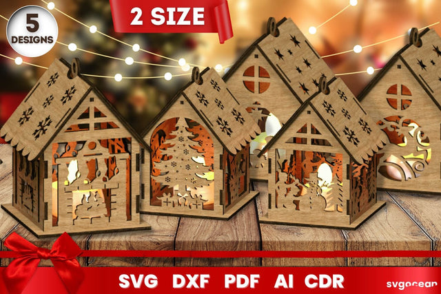 Laser Cut Christmas House SVG| 3D Layered | Glowforge SVG SvgOcean 