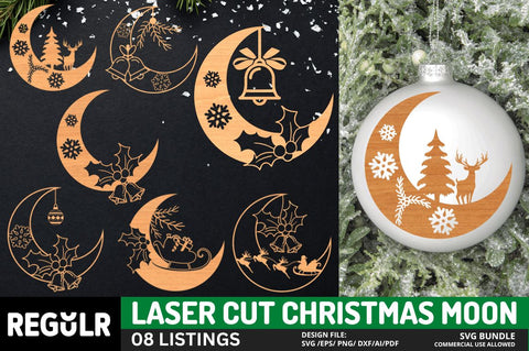 Laser Cut Christmas Moon SVG Bundle SVG Regulrcrative 
