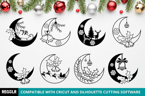Laser Cut Christmas Moon SVG Bundle SVG Regulrcrative 