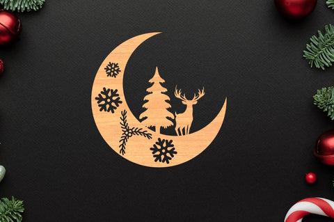 Laser Cut Christmas Moon SVG Bundle SVG Regulrcrative 