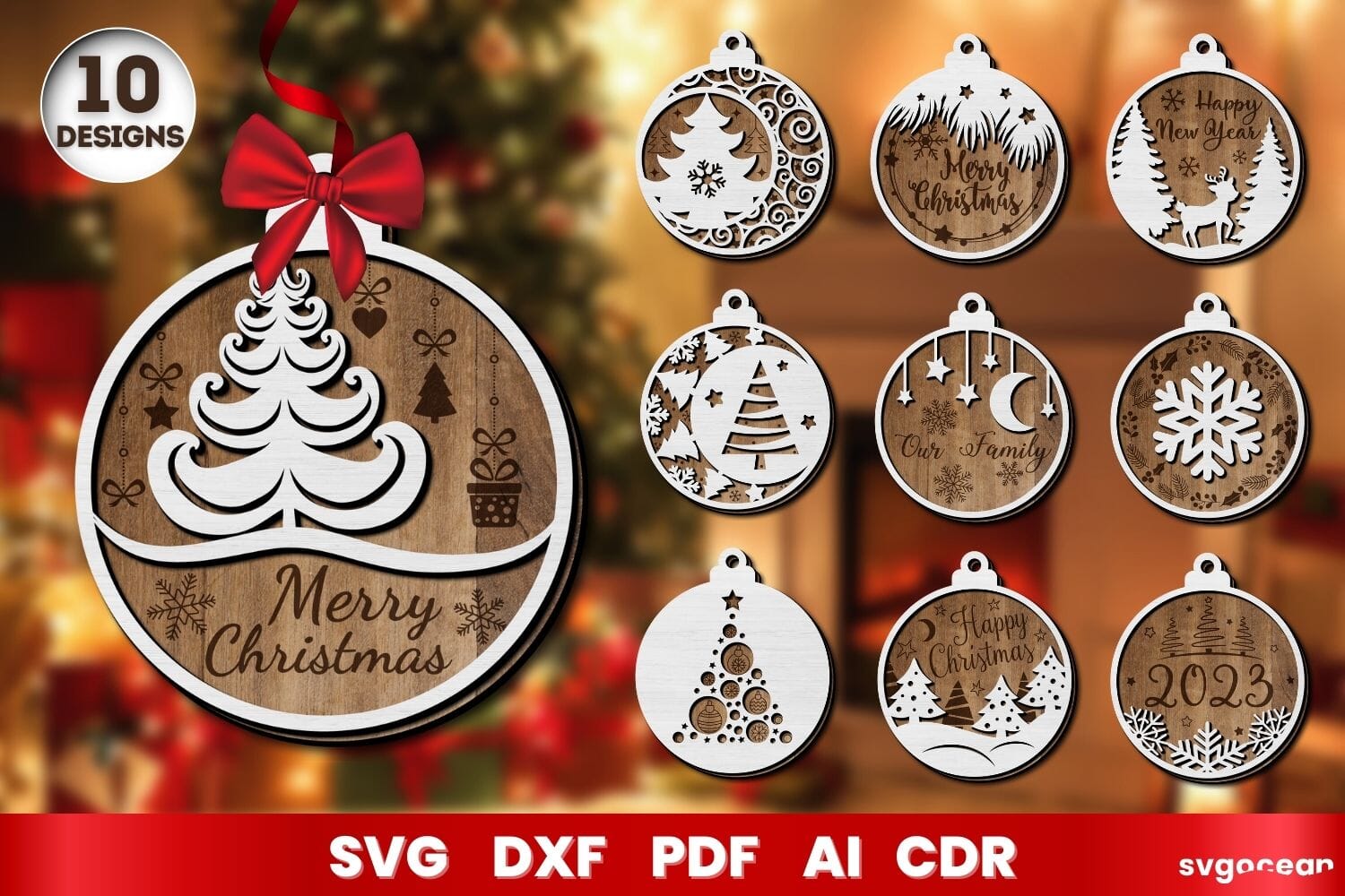 Custom Bundle discount Christmas Ornament Glowforge SVG, Wood Acrylic Laser Cut File, Snowlake svg ornaments multi-layer for CNC machine