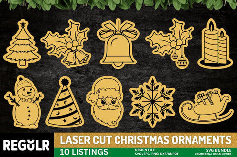 Laser Cut Christmas Ornaments SVG Bundle SVG Regulrcrative 