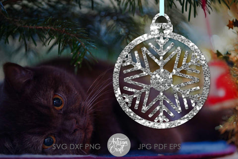 Laser cut Christmas ornaments vector, Snowflake Ornament, SVG SVG Artisan Craft SVG 