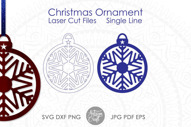 Laser cut Christmas ornaments vector, Snowflake Ornament, SVG SVG Artisan Craft SVG 
