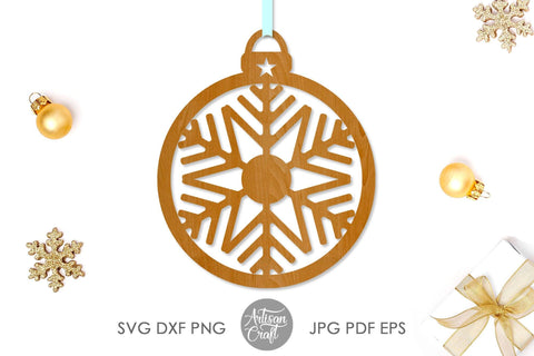 Laser cut Christmas ornaments vector, Snowflake Ornament, SVG SVG Artisan Craft SVG 